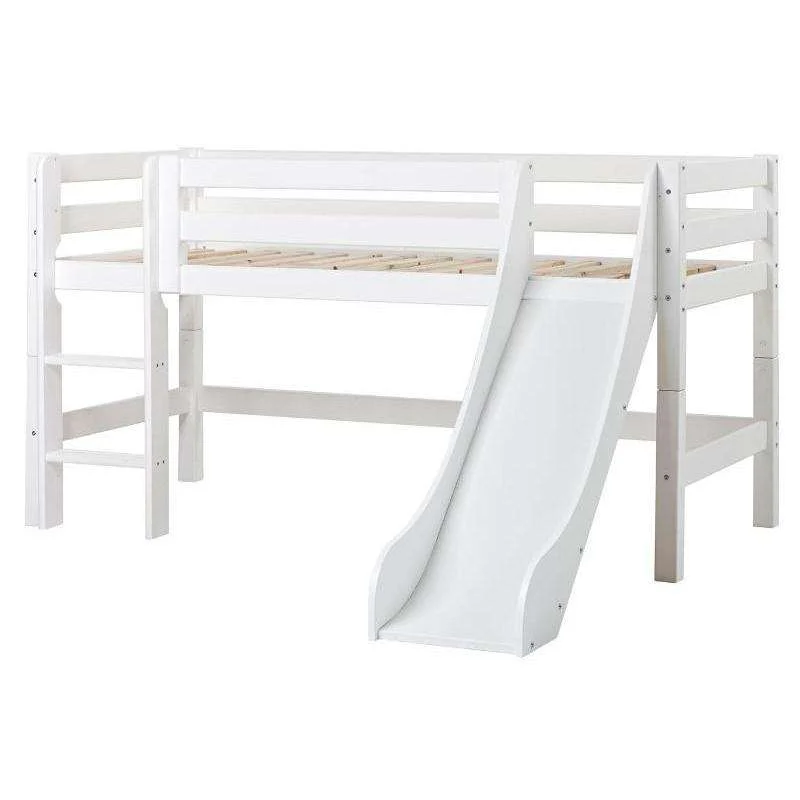 Hoppekids ECO Luxury - Halvhøj Seng m. Rutsjebane - Lige Stige - Flere Størrelser - Hvid - Image 5