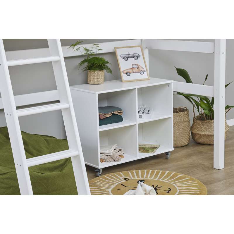 Hoppekids ECO Luxury - High bed - 90x200 cm. - Slanted ladder - Flexible mattress base - White  - Image 3