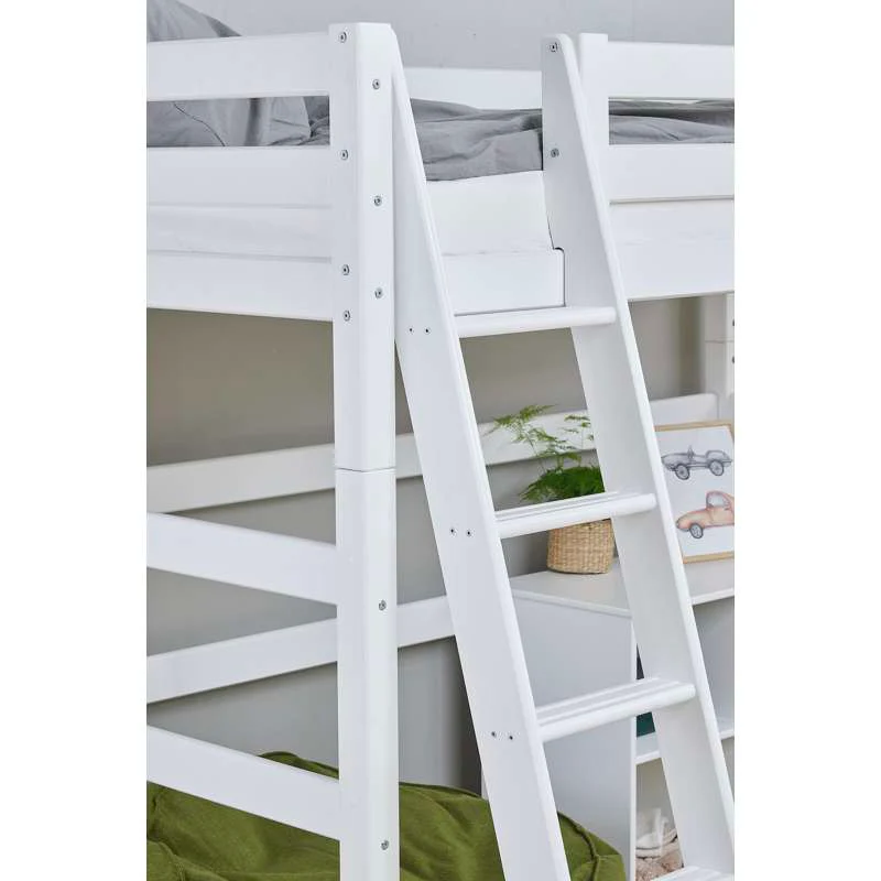 Hoppekids ECO Luxury - High bed - 90x200 cm. - Slanted ladder - Flexible mattress base - White  - Image 4