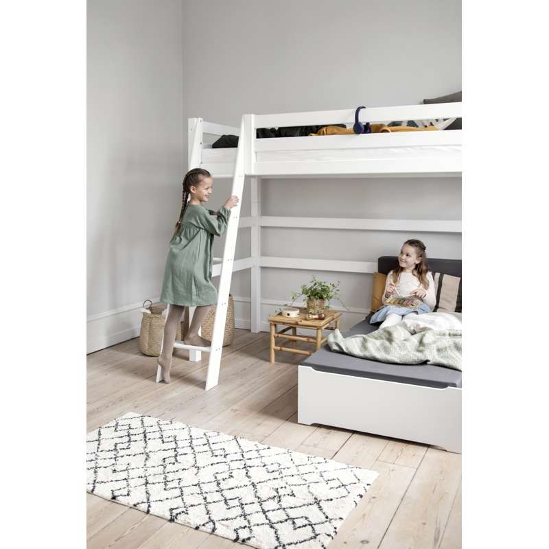Hoppekids ECO Luxury - High bed - 90x200 cm. - Slanted ladder - Flexible mattress base - White  - Image 6