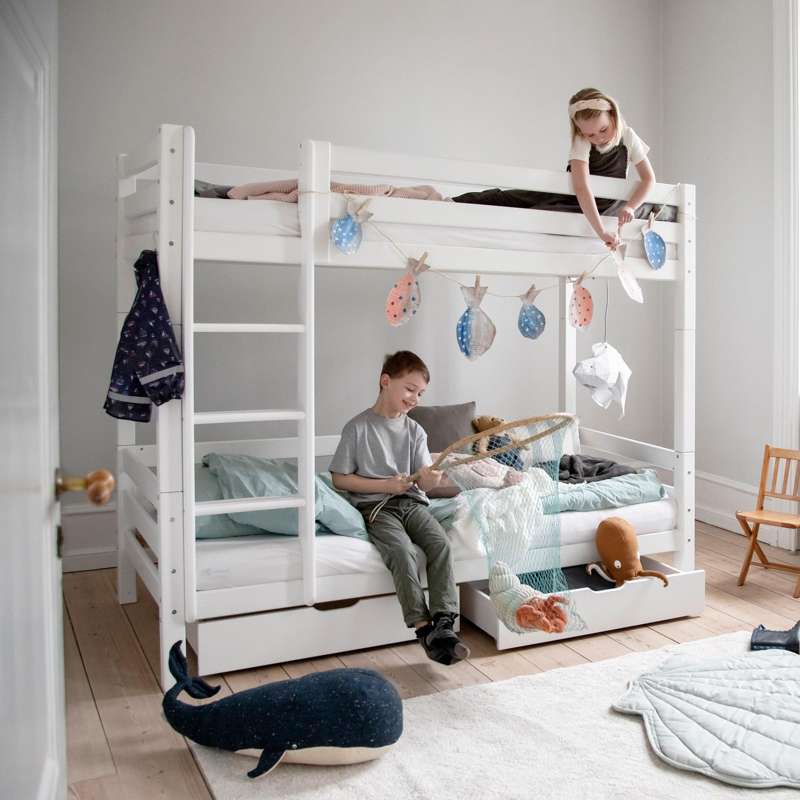 Hoppekids ECO Luxury - High Bunk bed - 177 cm. - Straight Ladder - Multiple Sizes - White  - Image 2