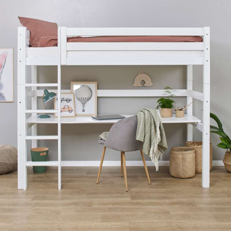 Hoppekids ECO Luxury - Højseng m. Bordplade - 90x200 cm. - Fleksibel Indlægsbund - Hvid - Image 5