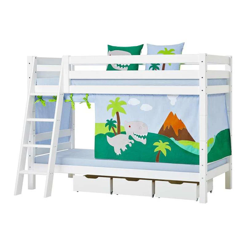 Hoppekids ECO Luxury - Loft bed - 150 cm. - 90x200 cm. - Slanted Ladder - Flexible Slatted Base - White  - Image 2