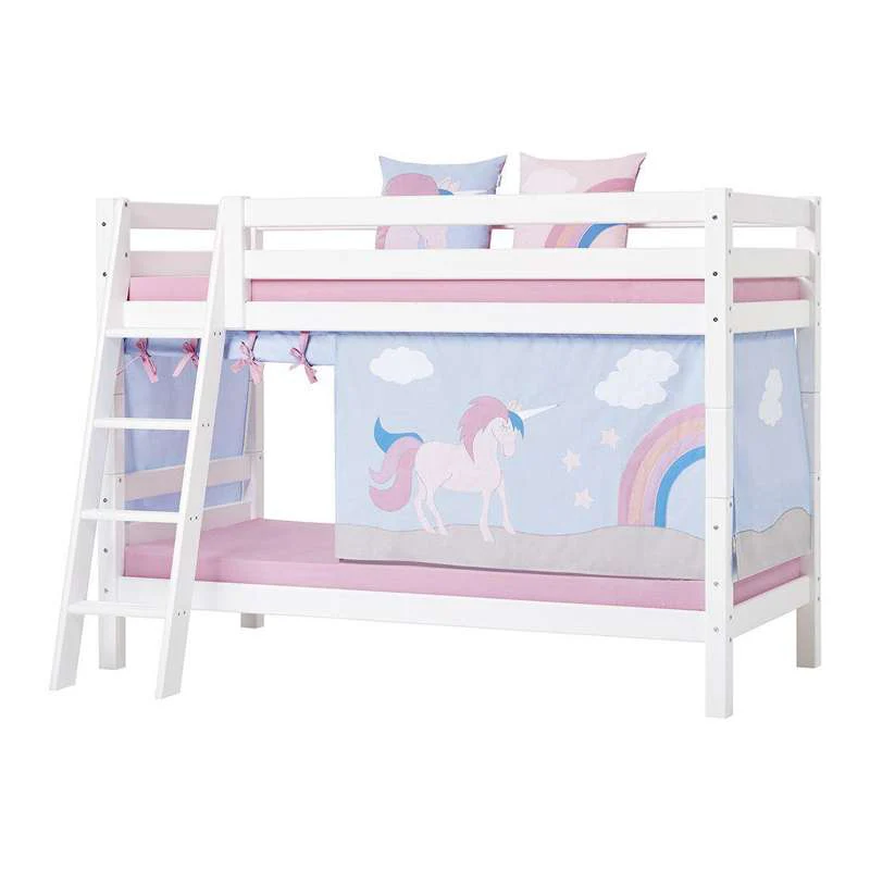 Hoppekids ECO Luxury - Loft bed - 150 cm. - 90x200 cm. - Slanted Ladder - Flexible Slatted Base - White  - Image 3