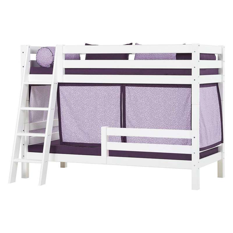 Hoppekids ECO Luxury - Loft bed 150 cm. - 90x200 cm. - Two Bedside Rails - Slanted Ladder - Flexible Slatted Base - White  - Image 2