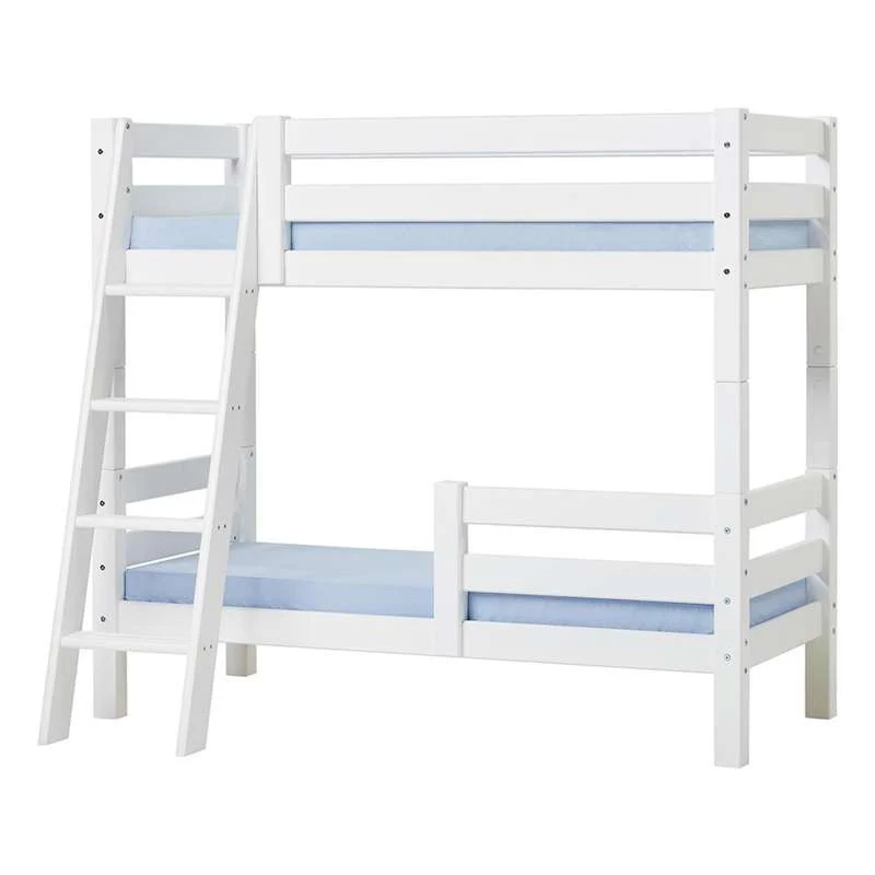 Hoppekids ECO Luxury - Bunk bed m. 1/2 Bed rail - Slanted Ladder - 150 cm. - Multiple Sizes - White  - Image 6