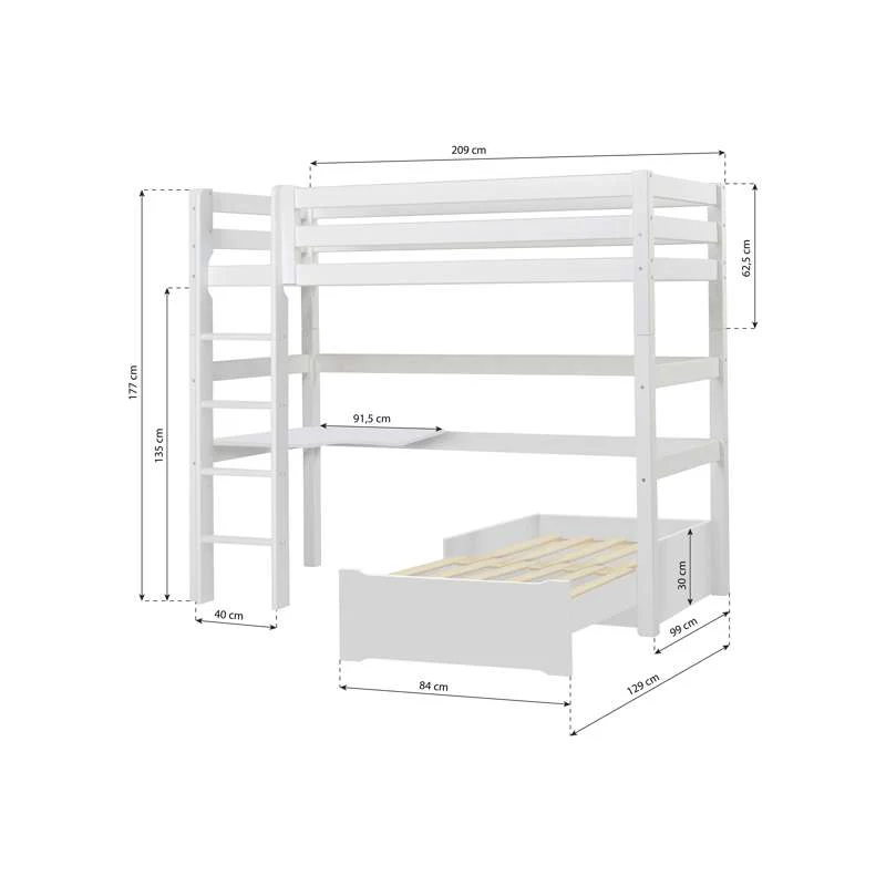 Hoppekids ECO Luxury - MEGA Seng m. Lounge Modul og Bordplade - 90x200 cm. - Fleksibel Indlægsbund - Hvid - Image 14