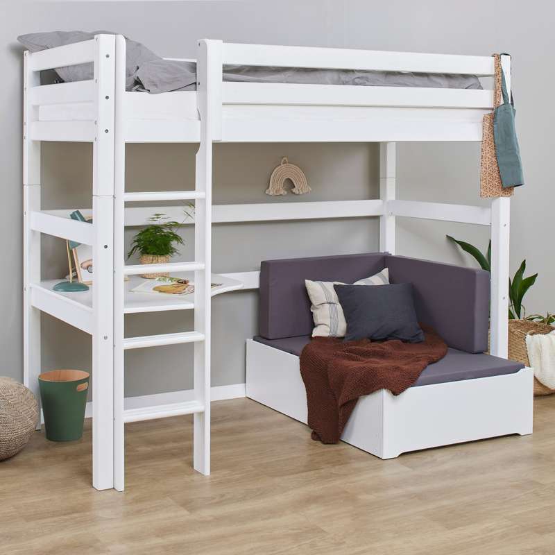 Hoppekids ECO Luxury - MEGA Seng m. Lounge Modul og Bordplade - 90x200 cm. - Fleksibel Indlægsbund - Hvid - Image 7