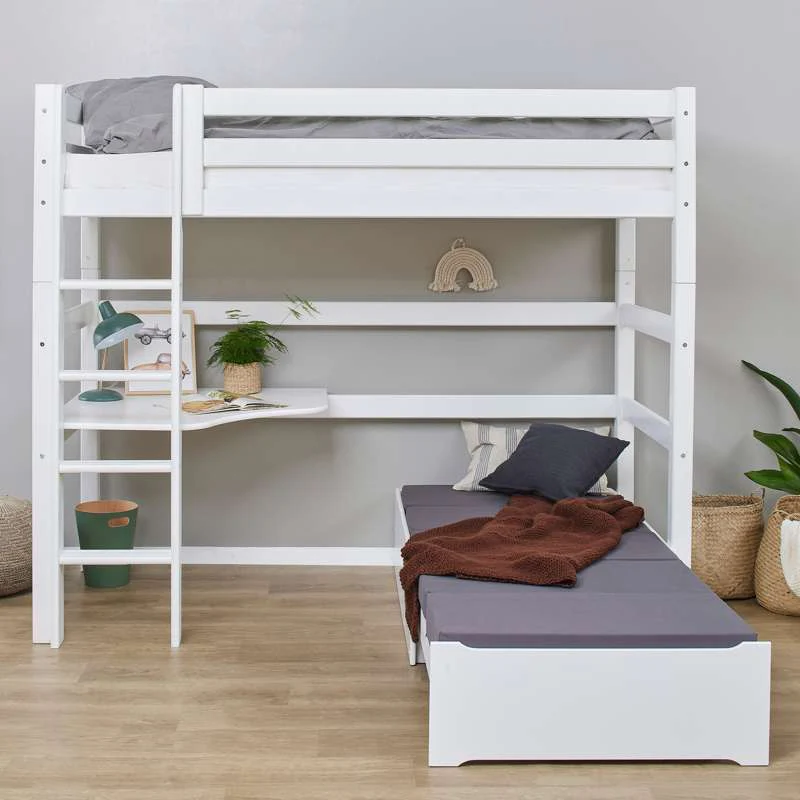 Hoppekids ECO Luxury - MEGA Seng m. Lounge Modul og Bordplade - 90x200 cm. - Fleksibel Indlægsbund - Hvid - Image 8