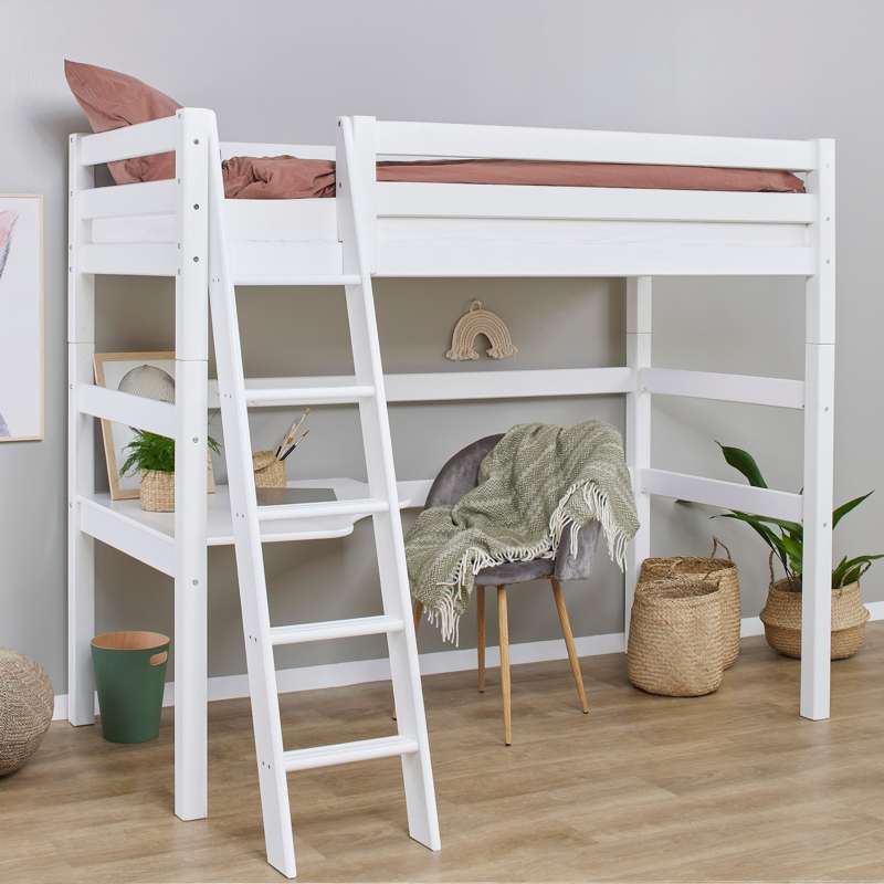 Hoppekids ECO Luxury - MEGA Seng m. Lounge Modul og Bordplade - 90x200 cm. - Skrå Stige - Hvid - Image 10