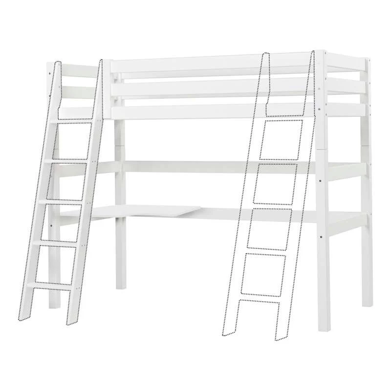 Hoppekids ECO Luxury - MEGA Seng m. Lounge Modul og Bordplade - 90x200 cm. - Skrå Stige - Hvid - Image 8
