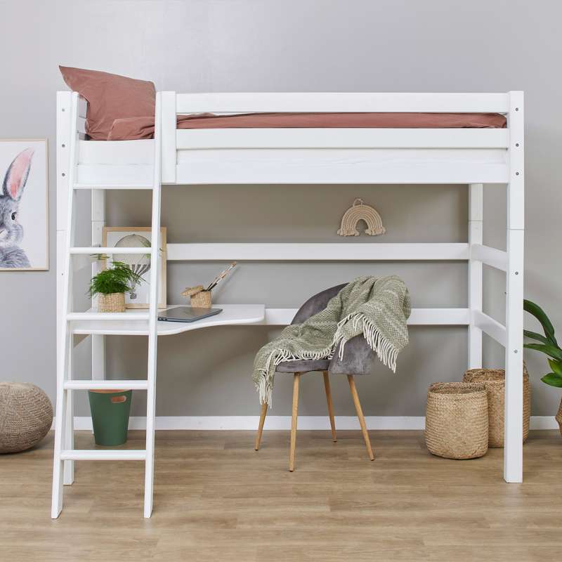 Hoppekids ECO Luxury - MEGA Seng m. Lounge Modul og Bordplade - 90x200 cm. - Skrå Stige - Hvid - Image 9