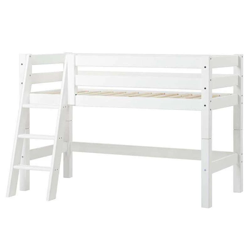 Hoppekids ECO Luxury - Mid sleeper bed m. Backrest - Slanted Ladder - Multiple Sizes - White 