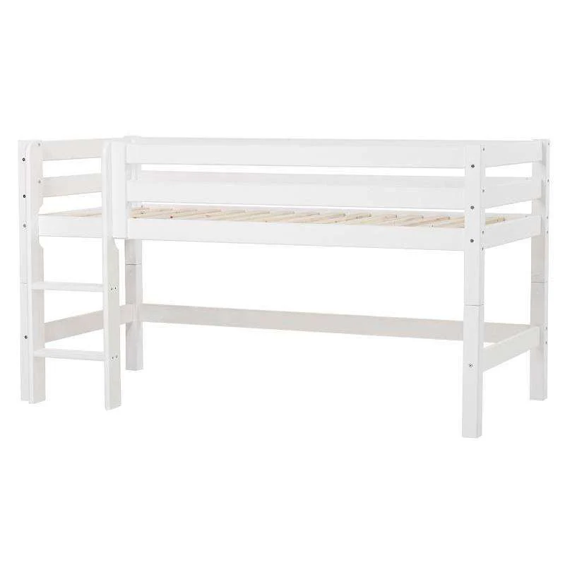 Hoppekids ECO Luxury - Mid sleeper bed m. Backrest - Straight Ladder - Multiple Sizes - White  - Image 2