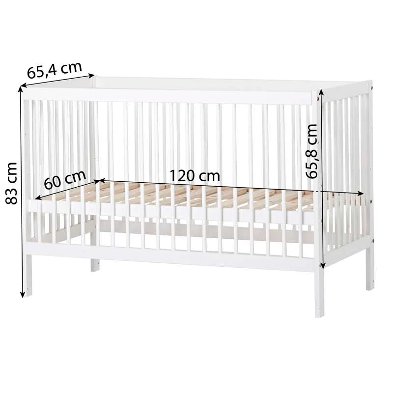 Hoppekids IDA-MARIE - Babyseng m. Justérbar Højde og Sidepanel - Hvid - Image 18