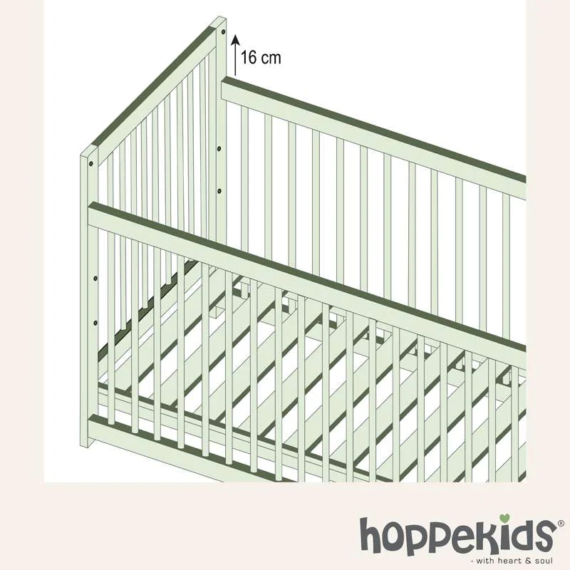 Hoppekids IDA-MARIE - Babyseng m. Skummadras - Justérbar Højde og Sidepanel - Hvid - Image 8