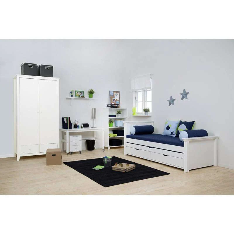 Hoppekids MAJA DELUXE - Juniorseng - 1 Høj og 1 lav Gavl - 90x200cm - Fleksibel Indlægsbund - Hvid - Image 3