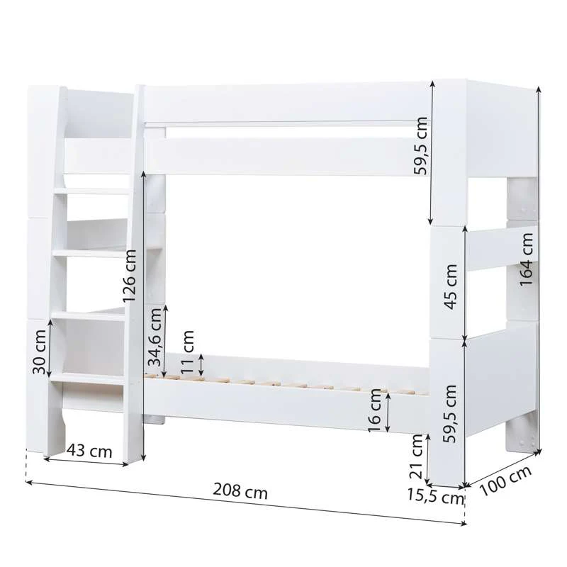 Hoppekids PURE - Køjeseng - 90x200 cm - Hvid - Image 14