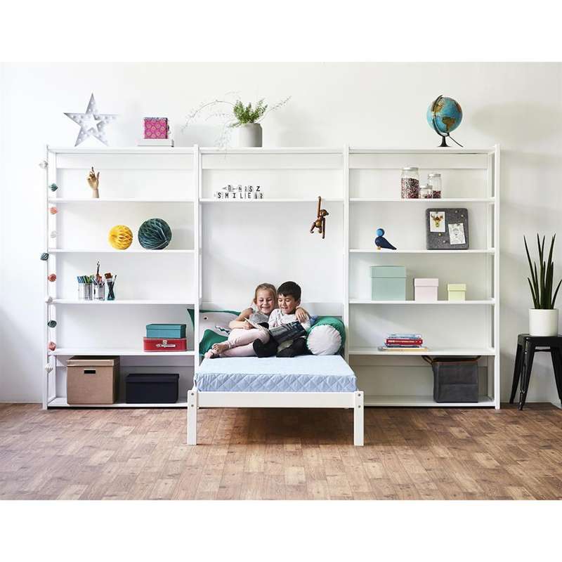 Hoppekids STOREY - Reol - 3 Sektioner m. 14 Hylder og Seng - Flere Størrelser - Hvid - Image 2