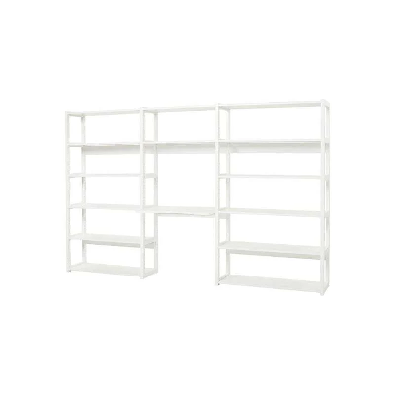 Hoppekids STOREY - Reol - 3 Sektioner m. 14 Hylder og Skriveplade - 80 cm. - Hvid