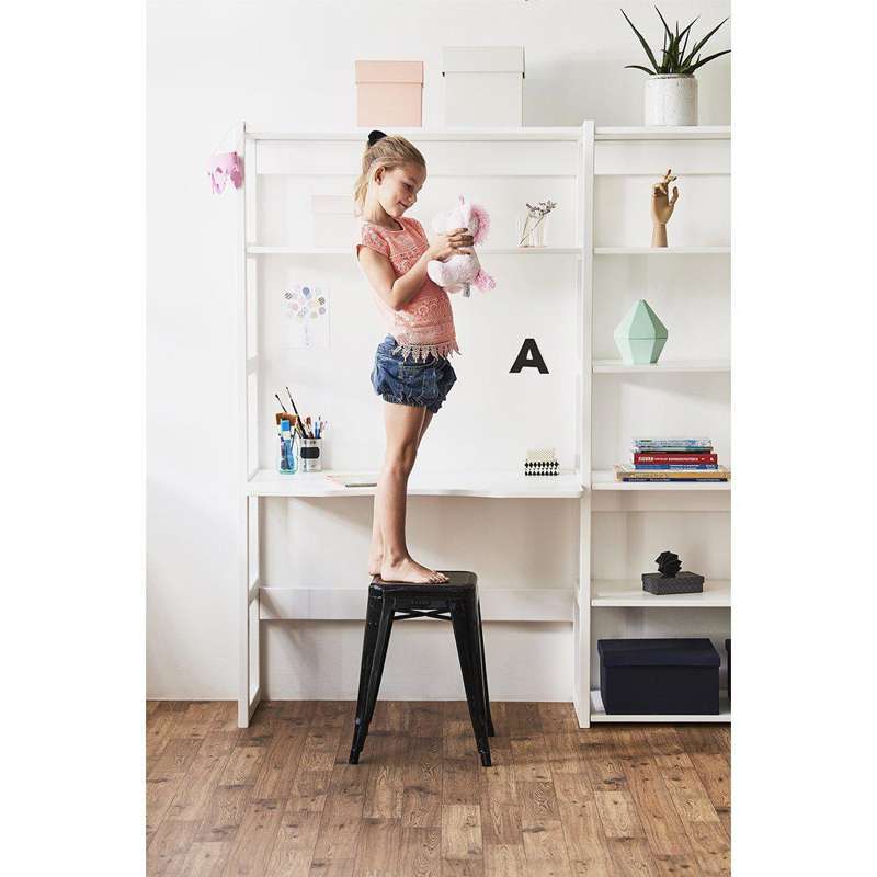 Hoppekids STOREY - Reol - 3 Sektioner m. 14 Hylder og Skriveplade - 80 cm. - Hvid - Image 5