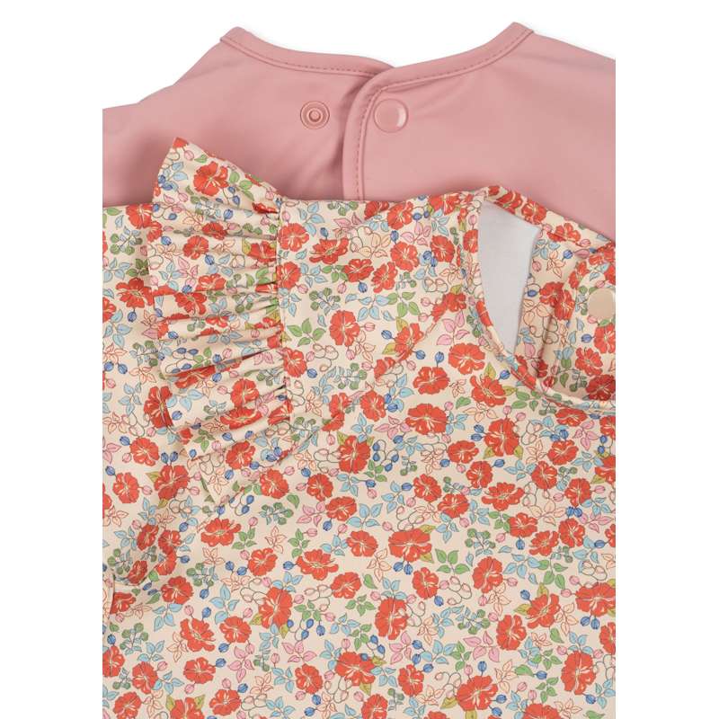Konges Sløjd Bib with Sleeves and Ruffles - 2-pack - Kaluka/Bridal Rose  - Image 2