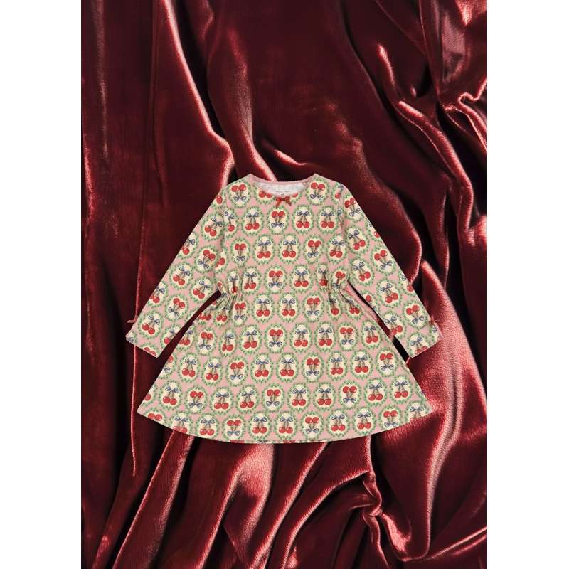Konges Sløjd Drey - Long Sleeve Dress - GOTS - Cherry Bow 