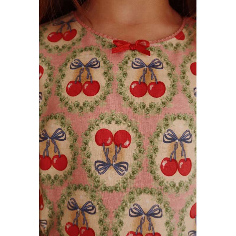 Konges Sløjd Drey - Long Sleeve Dress - GOTS - Cherry Bow  - Image 2