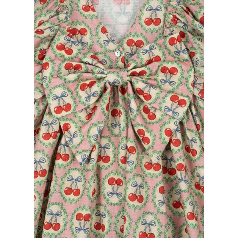 Konges Sløjd Evia Long Sleeve Bow Dress - GOTS - Cherry Bow  - Image 3