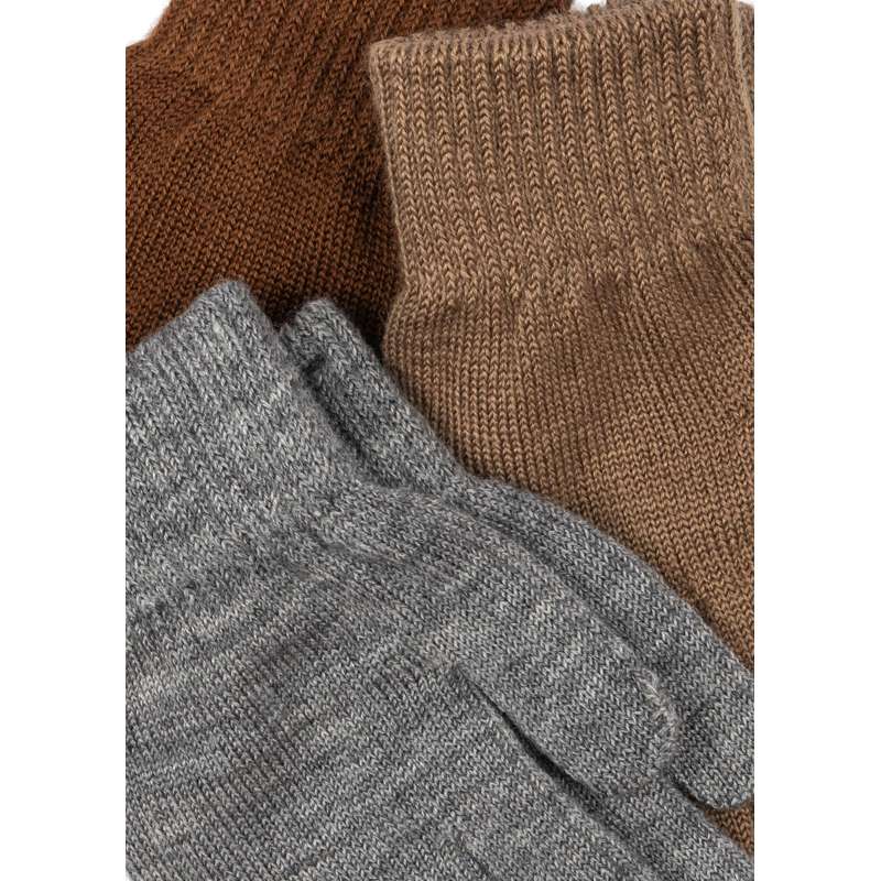 Konges Sløjd Filla Gloves - 3-pack - Grey Melange/Beige/Brown  - Image 2