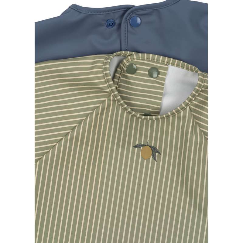 Konges Sløjd Bib with Sleeves - 2-pack - Tea Stripe/Flint Stone  - Image 2