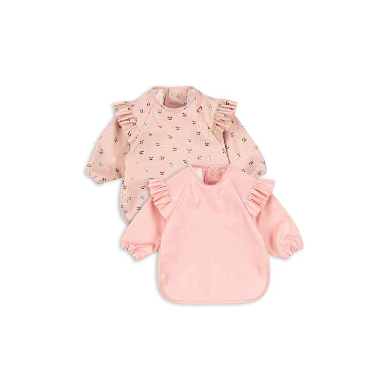 Konges Sløjd Bib with Sleeves and Ruffles - 2-pack - Cherry Sparkle 