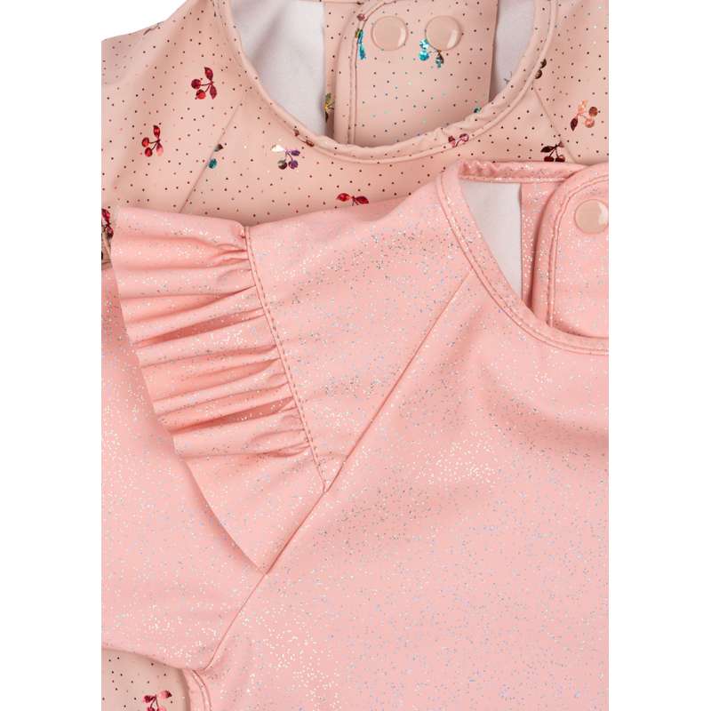 Konges Sløjd Bib with Sleeves and Ruffles - 2-pack - Cherry Sparkle  - Image 2