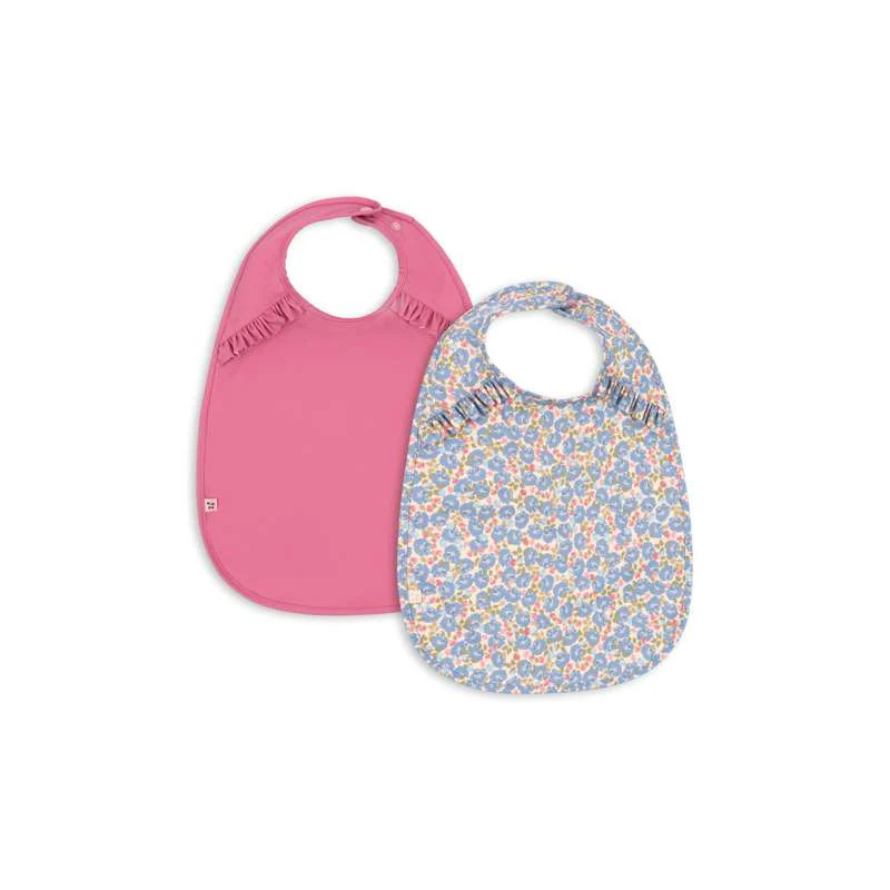 Konges Sløjd Bib apron with ruffles - 2-pack - Fleur Rosier/Chateau Rose 
