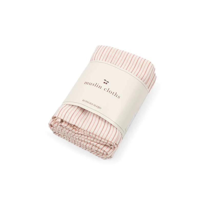 Konges Sløjd Stofbleer - 3-Pak - GOTS - Stripie Petite Rose