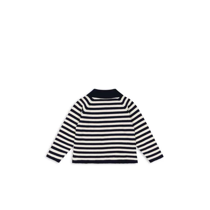 Konges Sløjd Venton Knitted Cardigan - GOTS - Navy Stripe  - Image 4