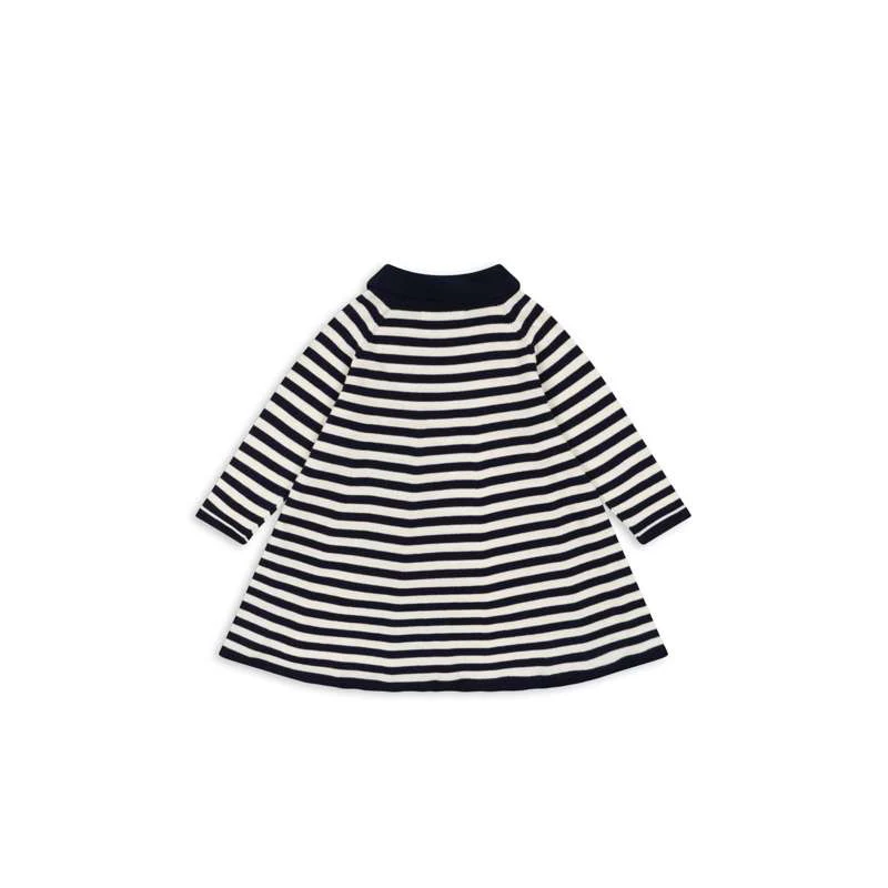 Konges Sløjd Venton Knitted Dress - GOTS - Navy Stripe  - Image 2