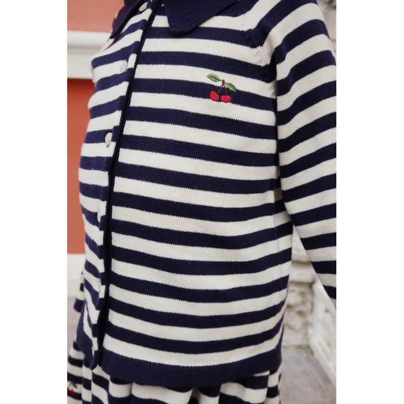 Konges Sløjd Venton Knitted Skirt - GOTS - Navy Stripe  - Image 3
