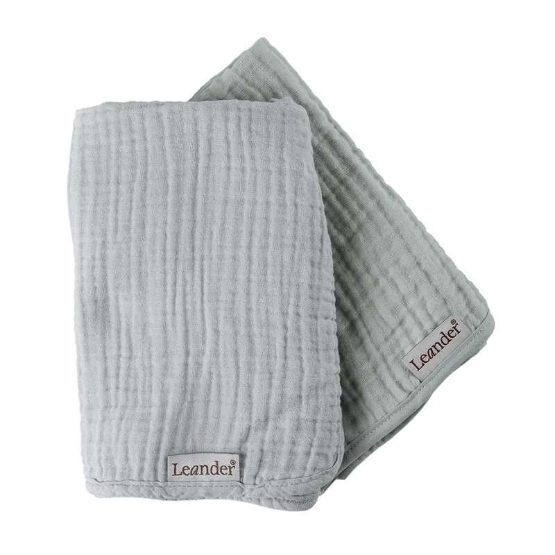 Leander Play mat for Matty and Matty Mini - Muslin - 2-pack - Pearl Grey/Sage Green 