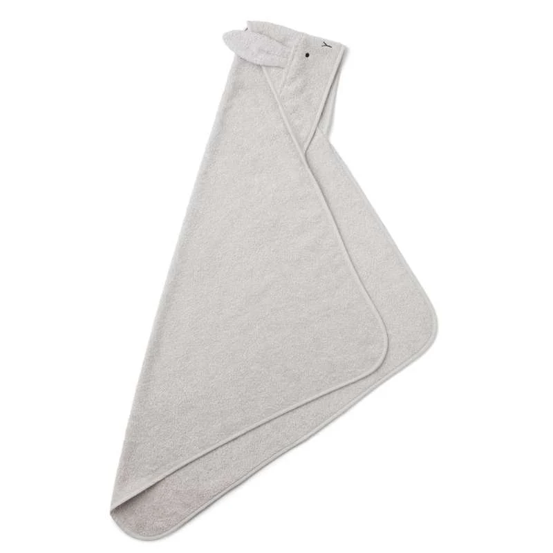 Liewood Albert Bath Towel with Hood - Baby - Rabbit/Dumbo Grey  - Image 4