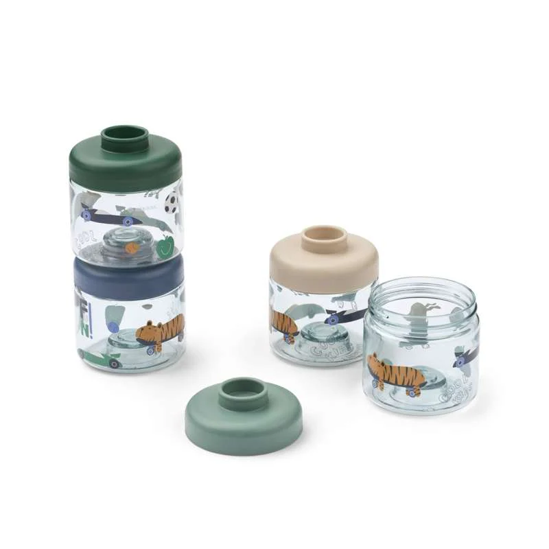 Liewood Dominique Små Madbokse - Tritan - 4-pak - 100 ml - Fun/Beach Blue