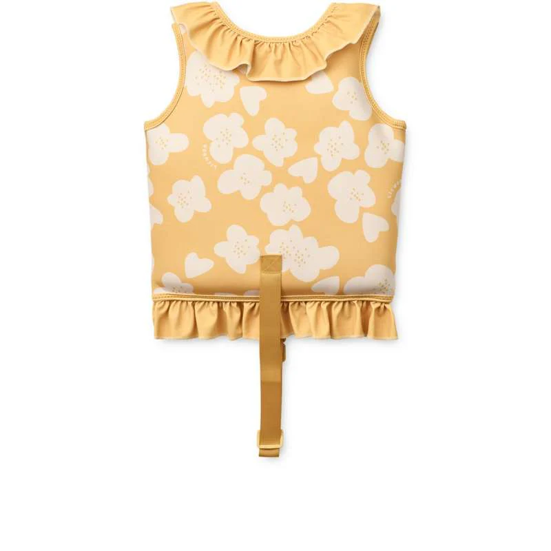 Liewood Dove Bathing Vest with Ruffles - Flower/Lemon Yellow  - Image 3