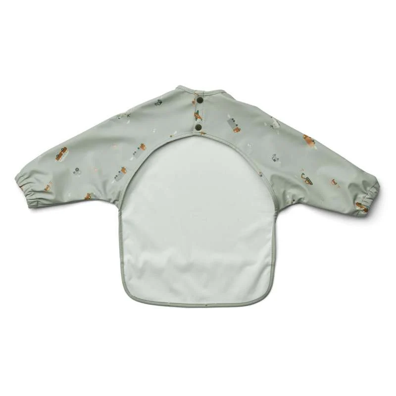 Liewood Merle Bib Apron - Vehicles - Dove Blue Mix  - Image 3