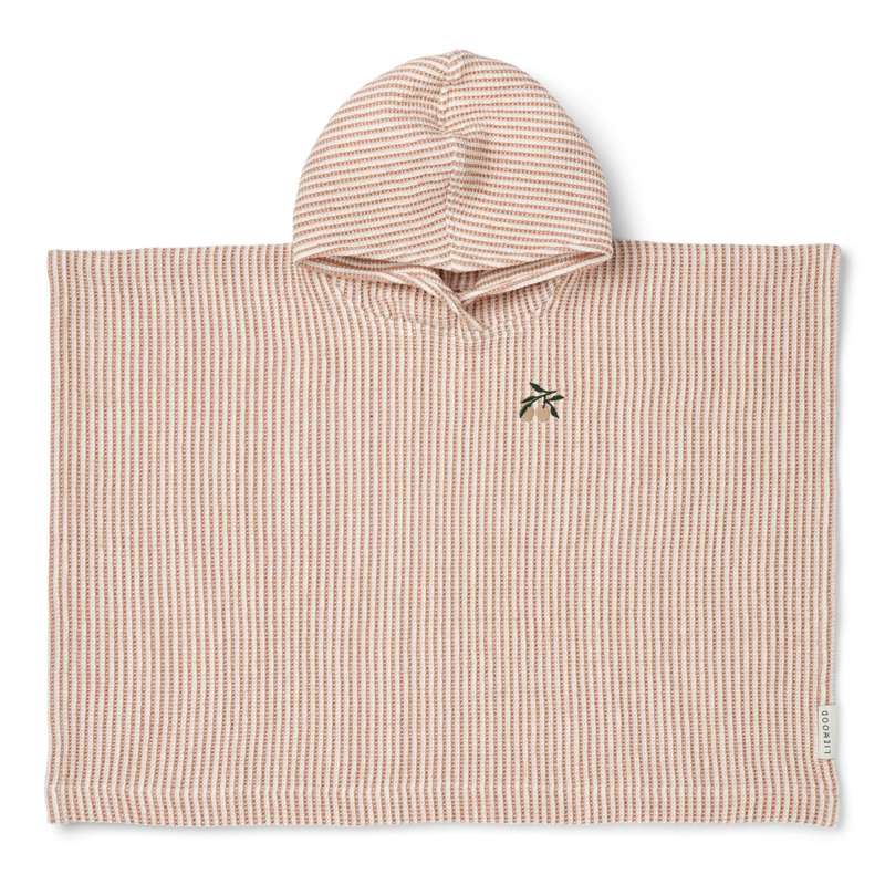 Liewood Paco Poncho - Embroidered - Y/D Stripe Tuscany Rose/Cream of the Cream  - Image 3