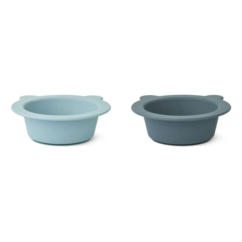 Liewood Peony Skridsikker Skål - 2-Pak - Sea Blue/Whale Blue - Image 8