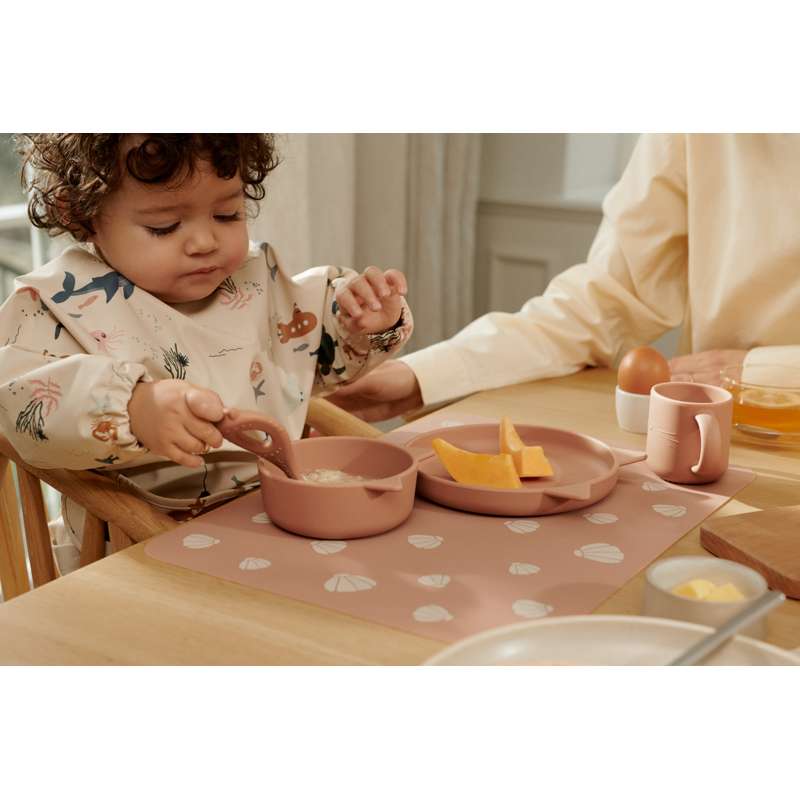 Liewood Vivi Baby Spisesæt - 4 dele - Silikone - Cat/Dark Rose - Image 2