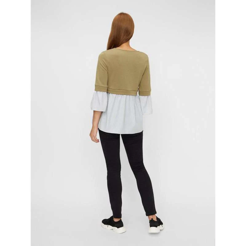 Mamalicious 2-i-1 Vente- og Ammebluse - Støvet Grøn - Image 3