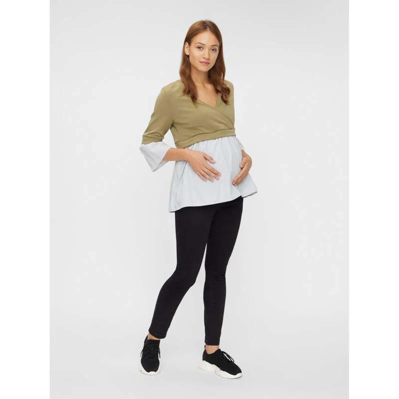 Mamalicious 2-i-1 Vente- og Ammebluse - Støvet Grøn - Image 7