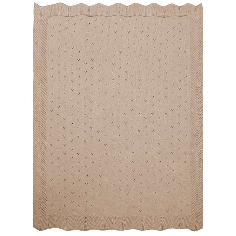 Oh'Naturel Strikket Babytæppe - Økologisk Bomuld - 80x100 cm. - Sand - Image 5