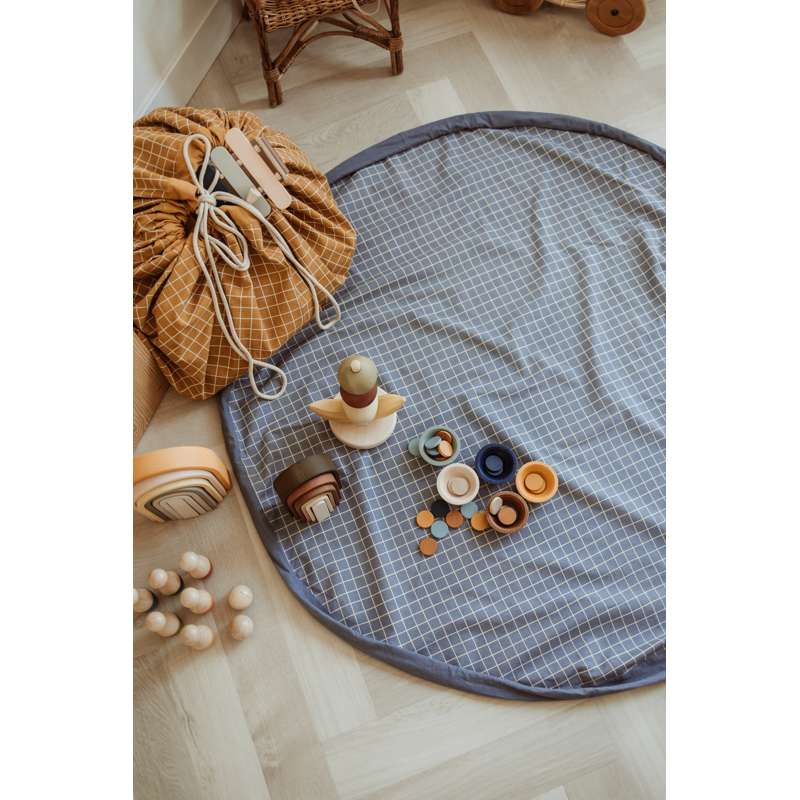Play & Go Storage rug - Organic Grid - Blue  - Image 11